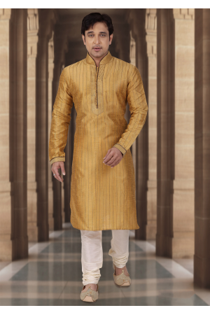 Gold Color Dupion Kurta Set